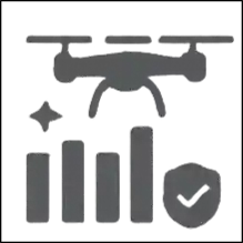 Icono de relevamiento con drones multiespectrales para detectar alteraciones y mineralogías.