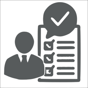 Icono de documento y persona gerente.