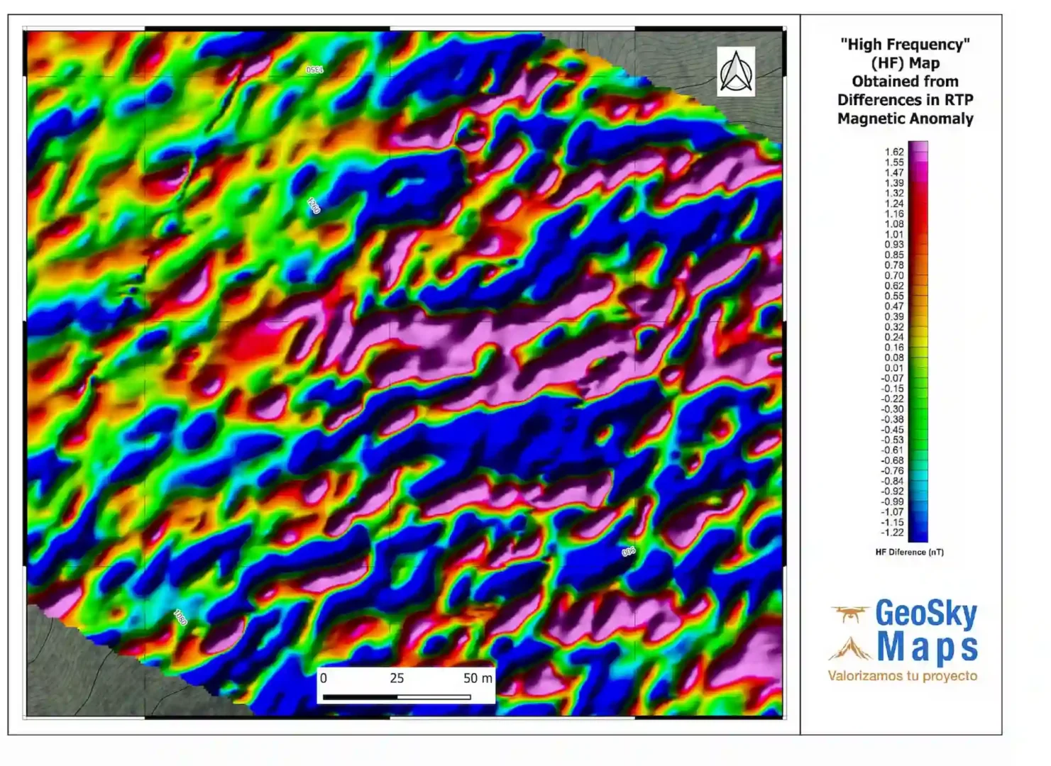 Mapa magnetométrico RTP con filtro de alta frecuencia como parte de nuestros servicios